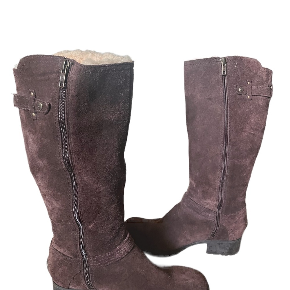 UGG 1917 Brown Suede Shearling Lined Boots Size 8.5 - Picture 5 of 6